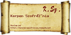 Kerpen Szofrónia névjegykártya